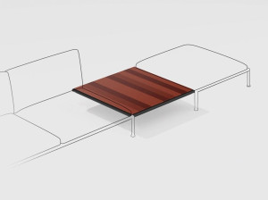 Низкий садовый столик из лавового камня