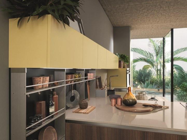 Febal Casa Линейная лакированная кухня с полуостровом sun-id-1405669 - Вид №4