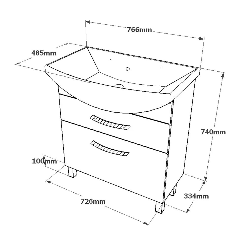 Тумба под раковину напольная Wave 75 см VIGO STLM-2108208 - Вид №8