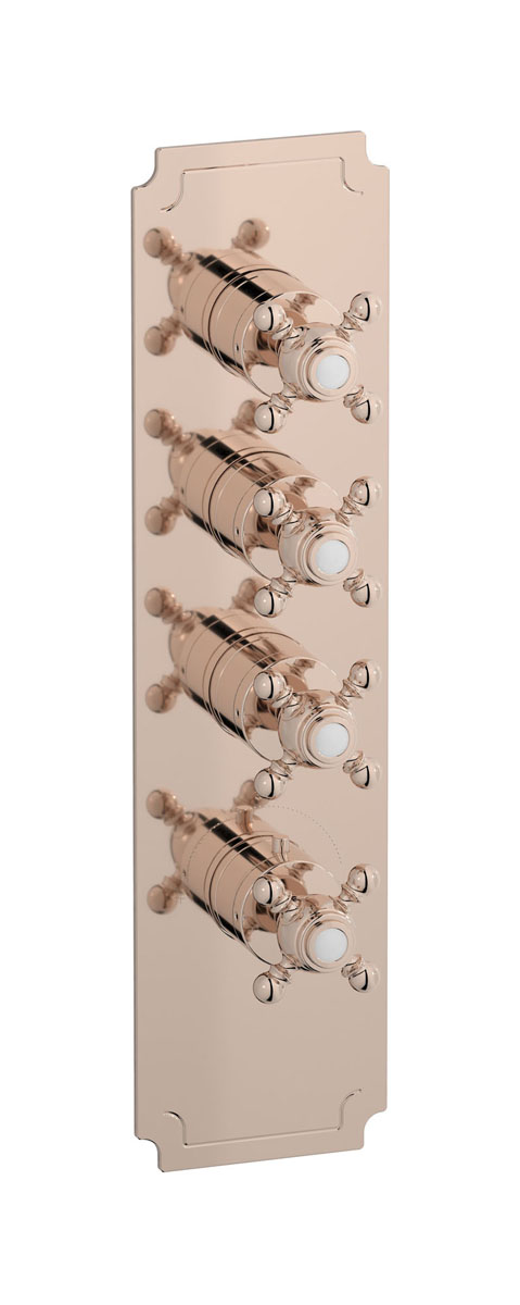 Комплект наружных частей термостата на 3 потребителей - вертикальная с ручками Hermes WE ARE IB eua315rsnhr Rose Gold Aqua