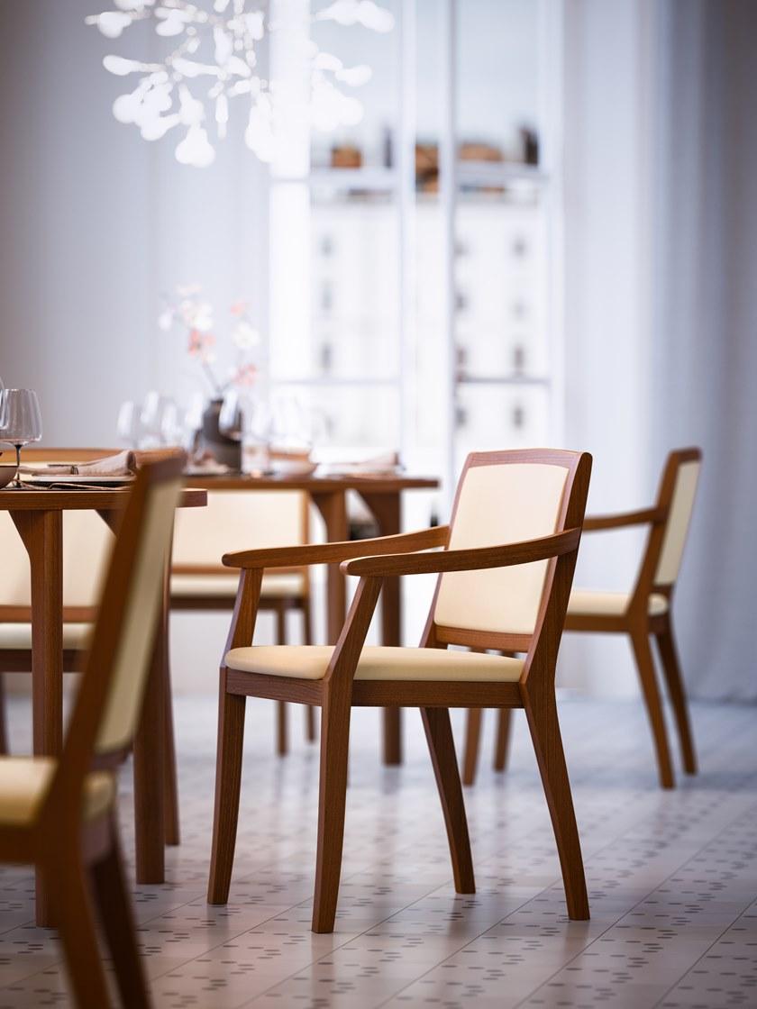 Very Wood Стул из ясеня штабелируемый, обитый, с подлокотниками Elegance sun-id-1351485 - Вид №1