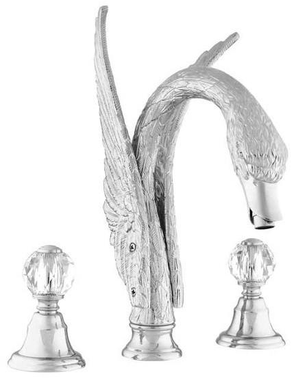 Bronces Mestre Смеситель для умывальника на 3 отверстия с кристаллами swarovski® Antartica swan sun-id-1443872 - Вид №1