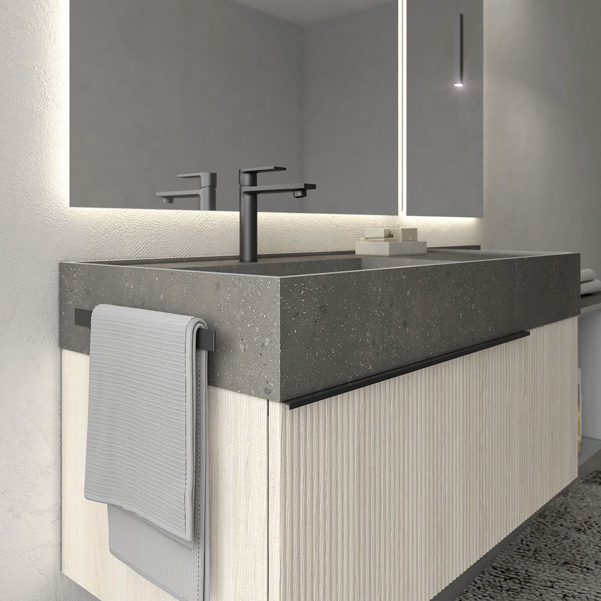 Деревянный одиночный подвесной умывальник с держателем для полотенец LEGNOBAGNO Re-Stretch ARCH-00044678 - Вид №2