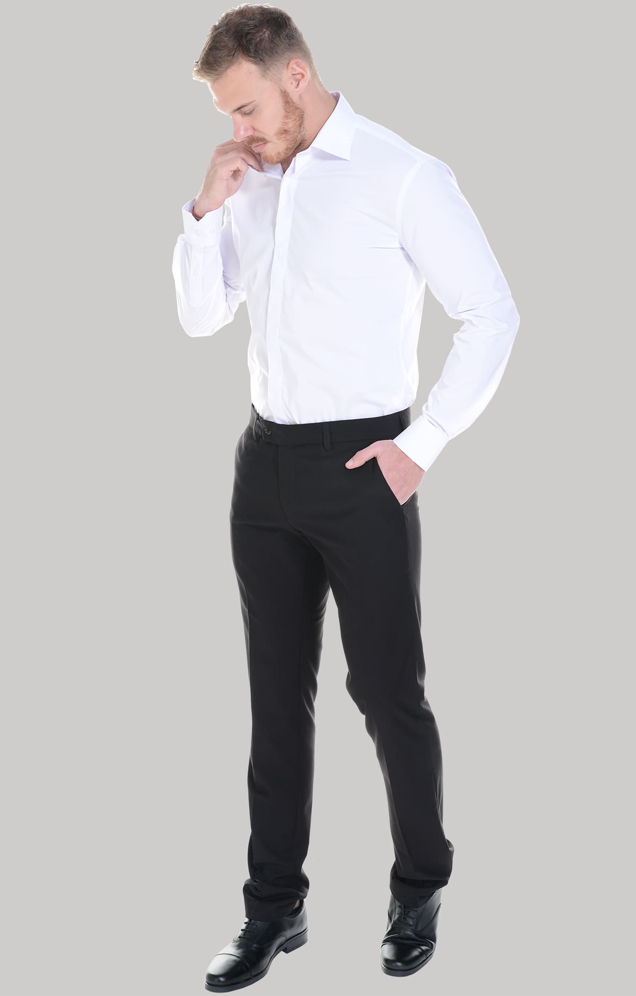 62461 Рубашка мужская  white El-Risto  Корпоративная одежда  размер 39/176-182  - Вид №21