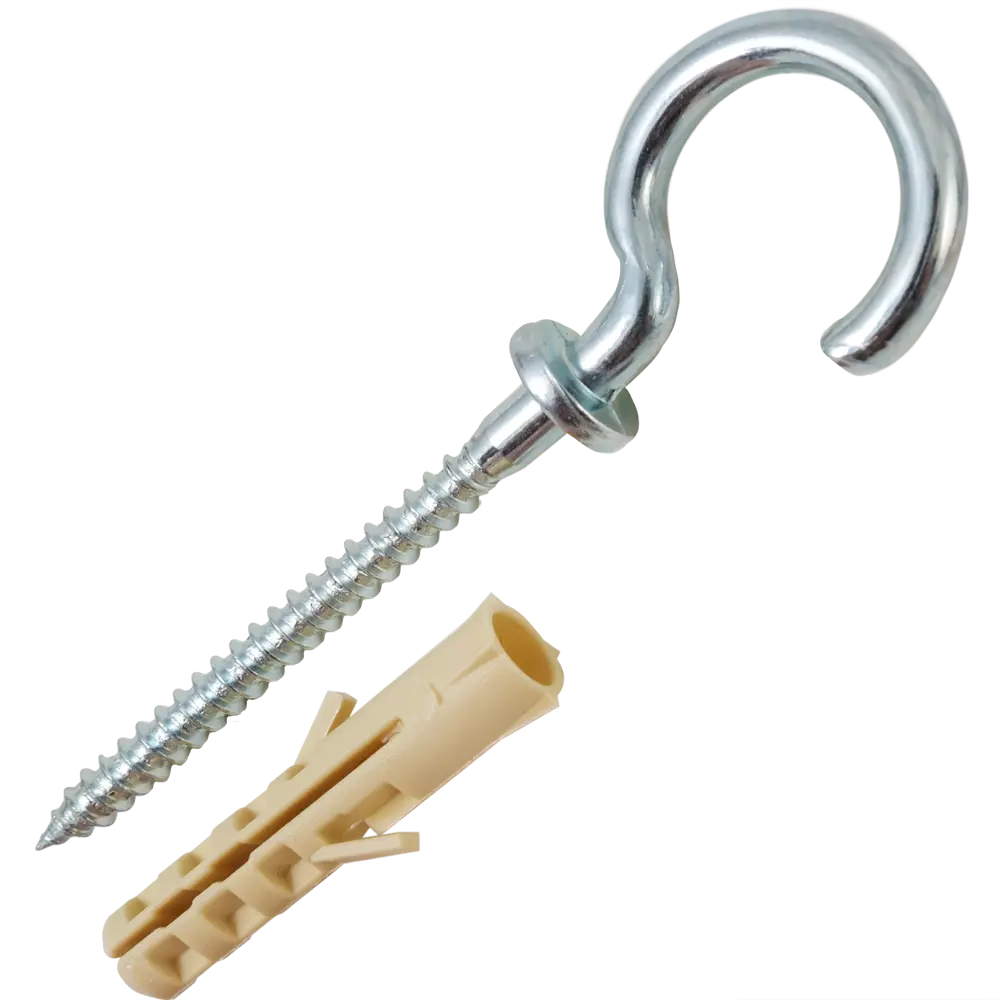 Крюк-полукольцо с манжетой 3.5x70 мм, сталь оцинкованная, 2 шт ЕВРОПАРТНЕР STLM-2098187 - Вид №1