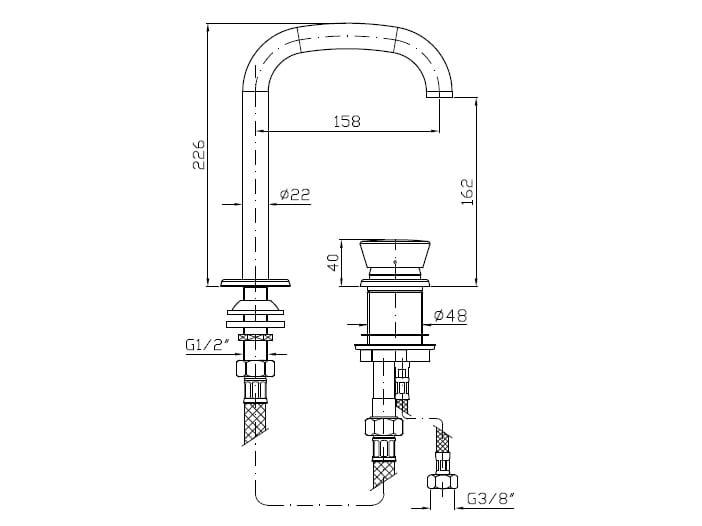 Однорычажный смеситель для раковины из нержавеющей стали Zucchetti Sablier ARCH-00060460 - Вид №2