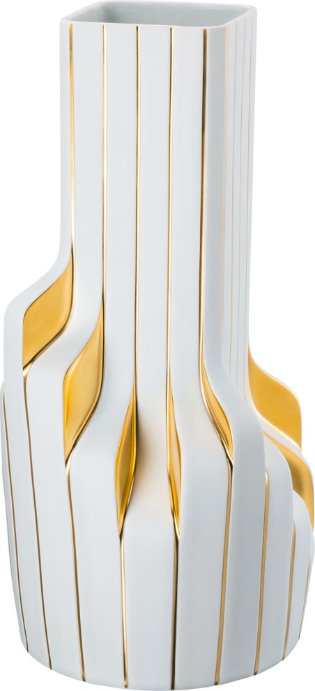 10640569 Rosenthal Ваза Rosenthal Полосы 40см, фарфор, белая, золотая (Заха Хадид) Фарфор 