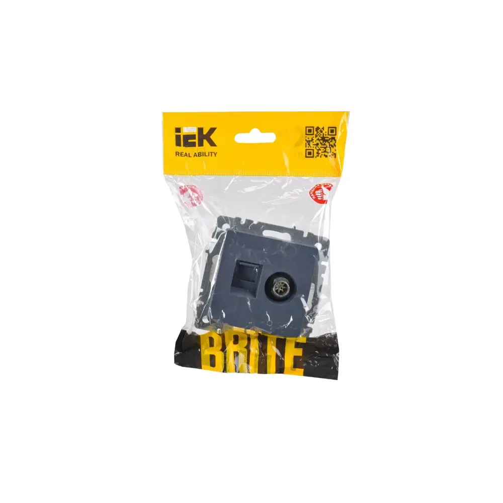 Розетка TV двойная встраиваемая IEK Brite РТВ/РК12-БрМ цвет маренго 89361853 STLM-2159314 - Вид №3