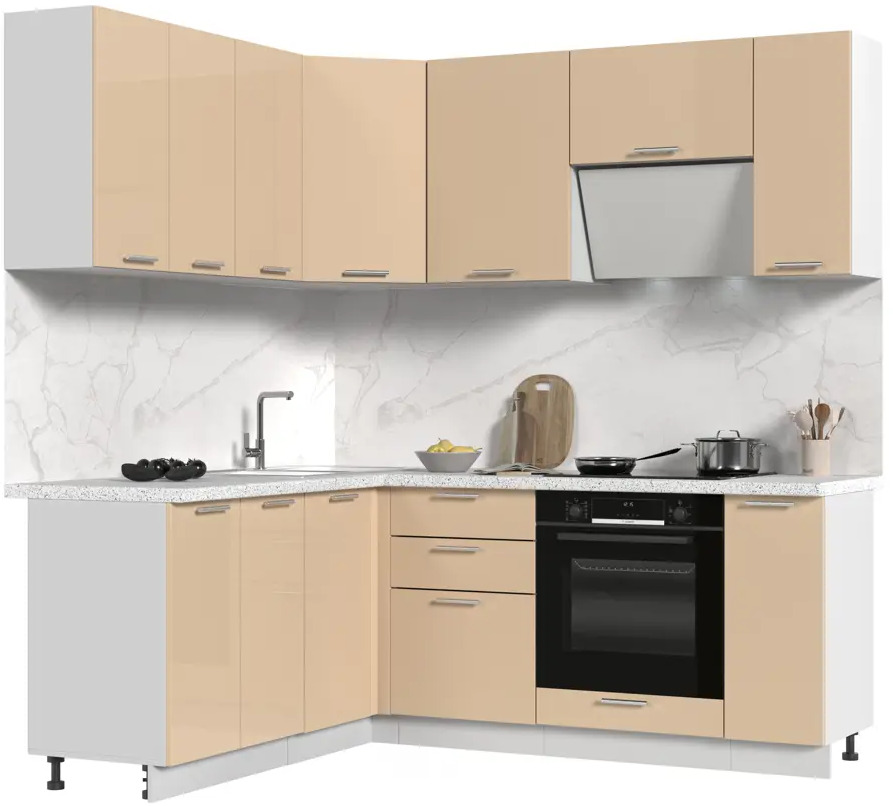 91608020 Кухонный гарнитур Стендмебель КсенияКГ170-200БВГ 200x217x60 см ЛДСП цвет ванильный STLM-0865952