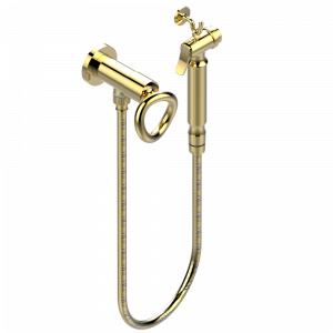 G4P-5840/8 Душ гигиенический: вентиль, 1.25 м шланг, крючок, вывод для душа и лейка с клапаном (возможны только следующие покрытия A02, B01,C01, D03, E02, F01, G01,G02) Thg-paris Серия "О" Золото