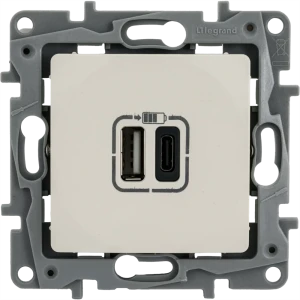 Зарядное устройство USB тип А / тип С - Legrand Etika - 3000мА 15Вт - слоновая кость 82496480 STLM-2029002