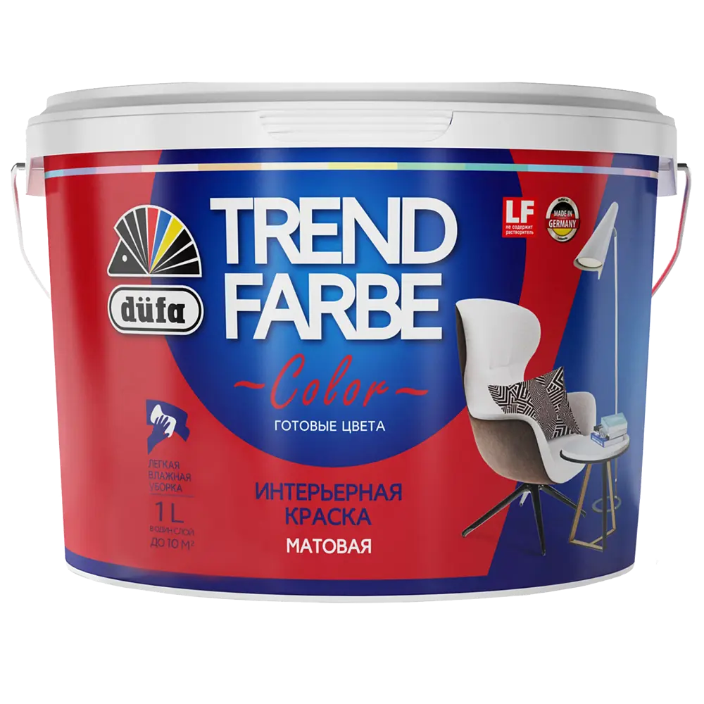 Краска для стен и потолков Trend Farbe цвет Ализариновый красный 1 л 81970788 STLM-2056676 Dufa  - Вид №1