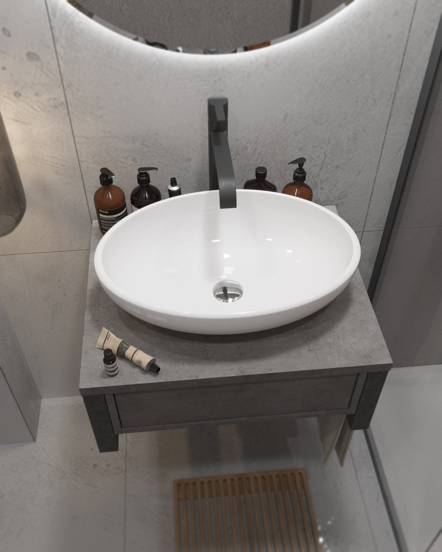 Тумба GRUNGE LOFT 60П 1в.я Бетон темно-серый 1 Marka Ц0000001581 - Вид №2