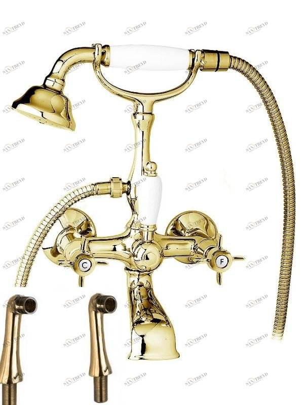 Смеситель на борт ванны с ручным душем, шлангом 150 см CEZARES LORD-PBV-03/24-Bi