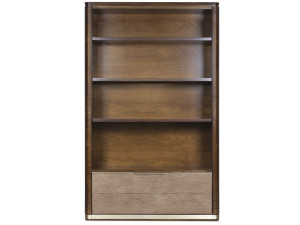 Книжный шкаф из дерева и кожи