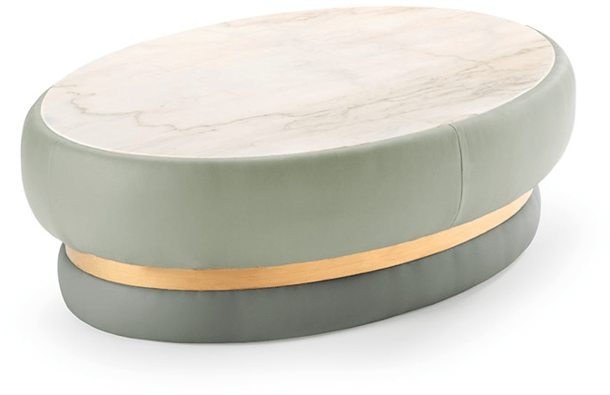 Mambo Unlimited Ideas Овальный журнальный столик из мрамора эстремоз и кожи sun-id-1369226 - Вид №1