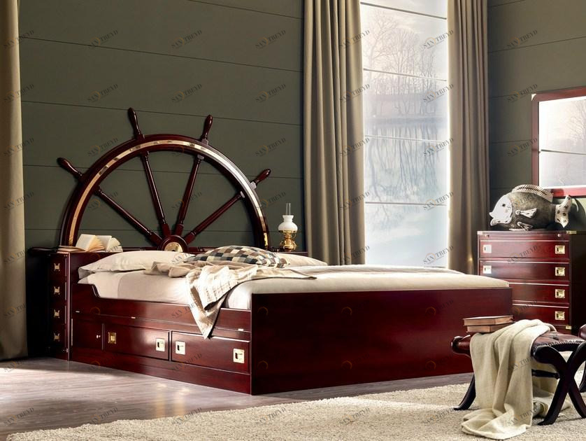 Caroti Двуспальная кровать из дерева с контейнерным изголовьем  555/g+506+551 