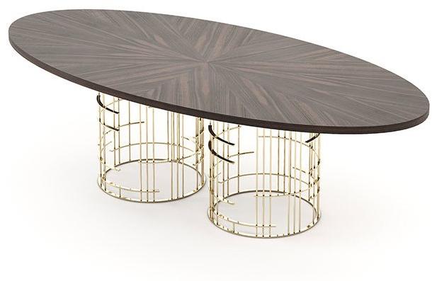 Laskasas Овальный обеденный стол из нержавеющей стали и дерева Mercy sun-id-1432155 - Вид №1