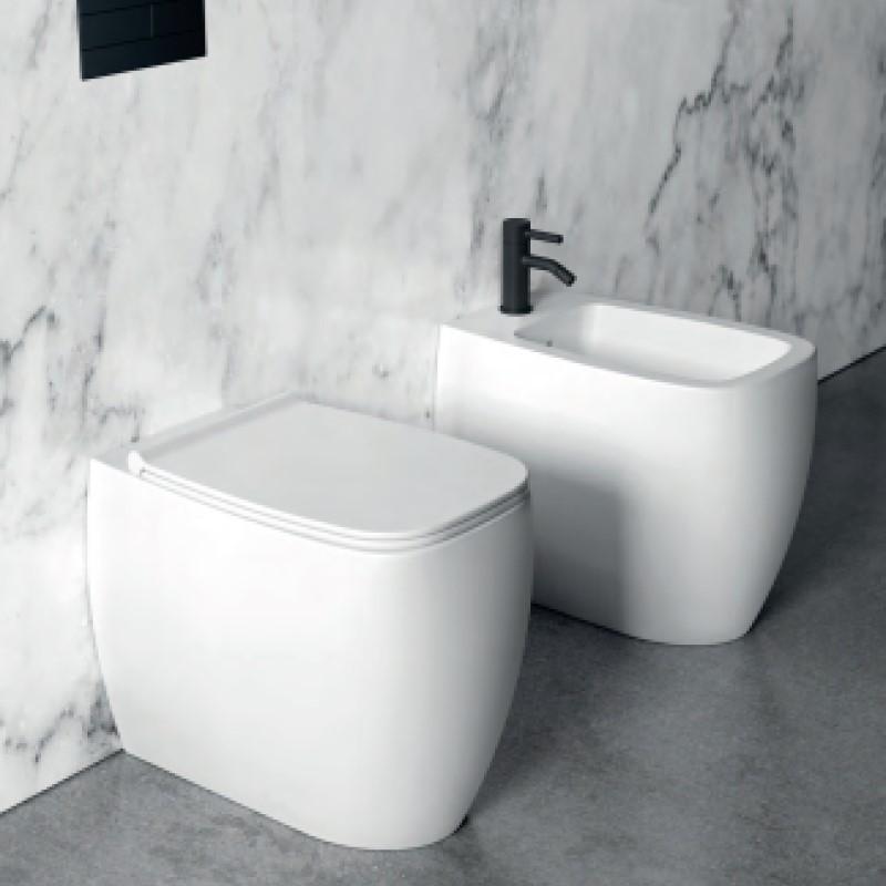 33100101.09 Унитаз напольный 550х335х450 мм Alice Ceramica Nur безободковый выпуск в стену/пол Белый матовый - Вид №3