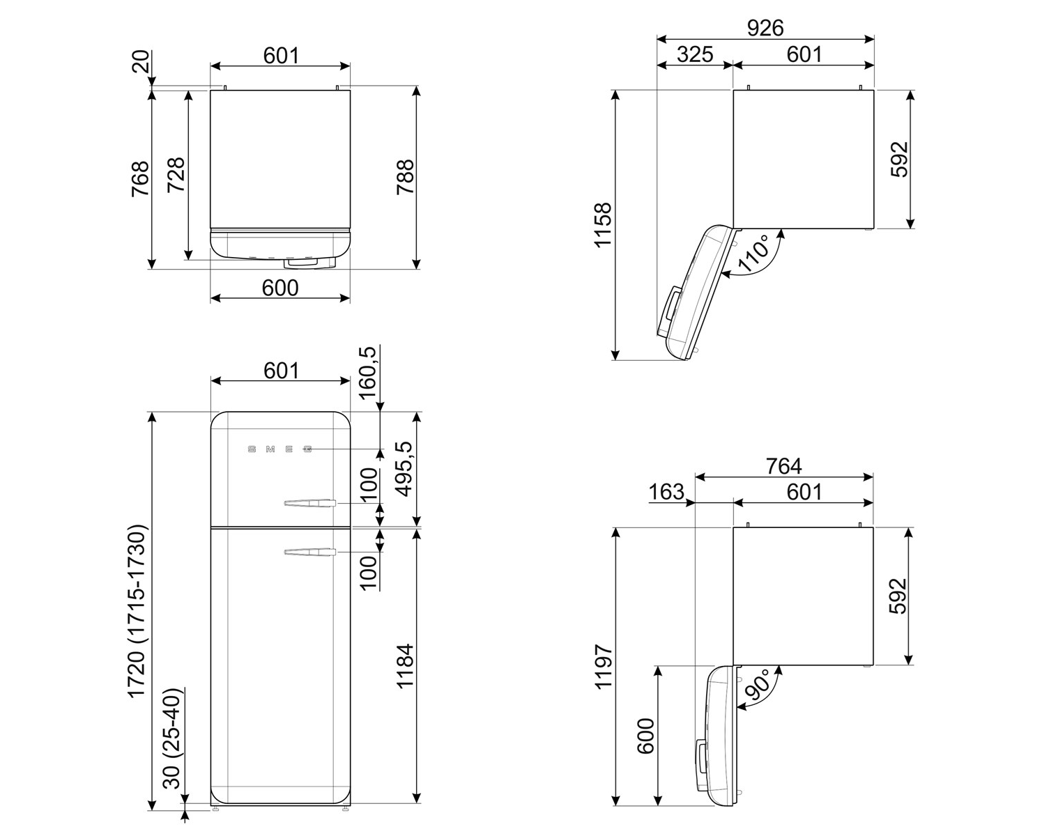 Smeg Холодильник двухдверный отдельно стоящий класс а +++ Smeg 50's style sun-id-1502617 - Вид №20