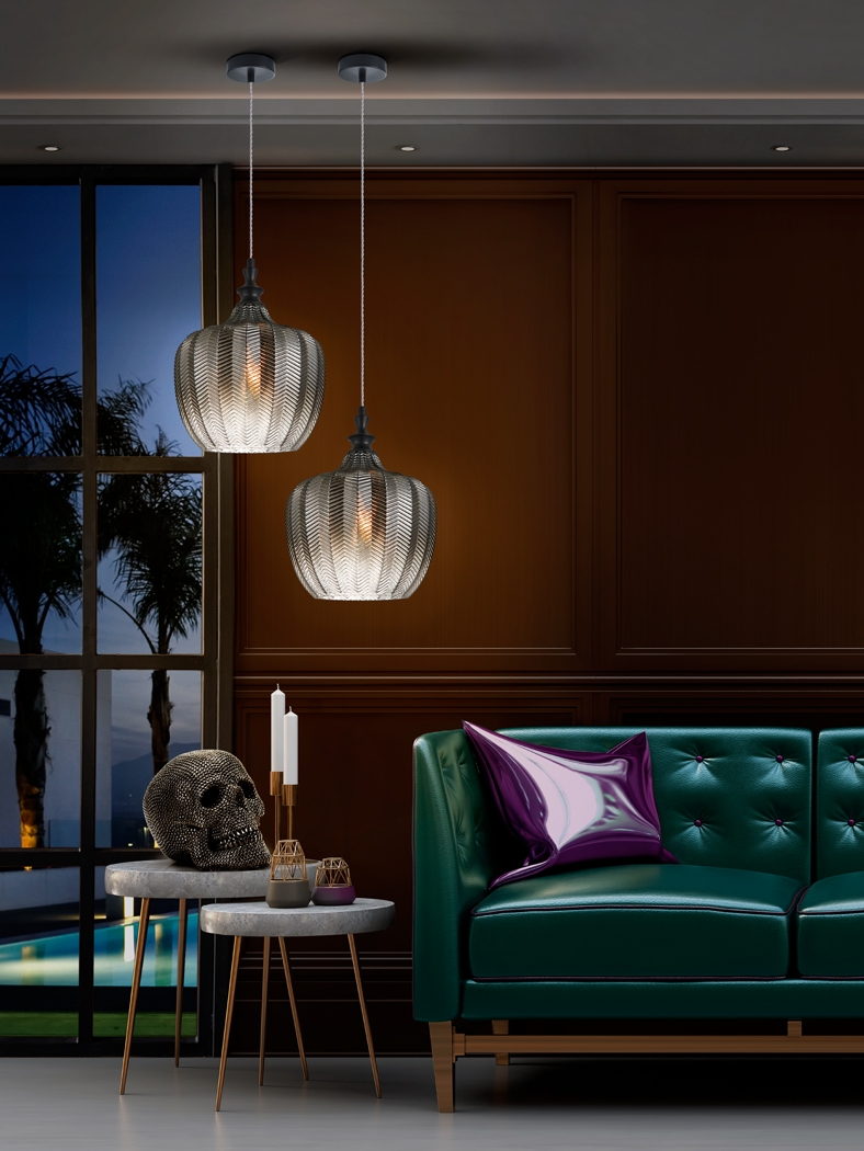 098138 Подвесной светильник дымчатый 1L 24 см Schuller Spiga - Вид №1