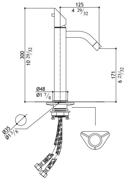 MGS Смеситель для раковины, однорычажный, настольный, из нержавеющей стали Contemporary sun-id-1386923 - Вид №2