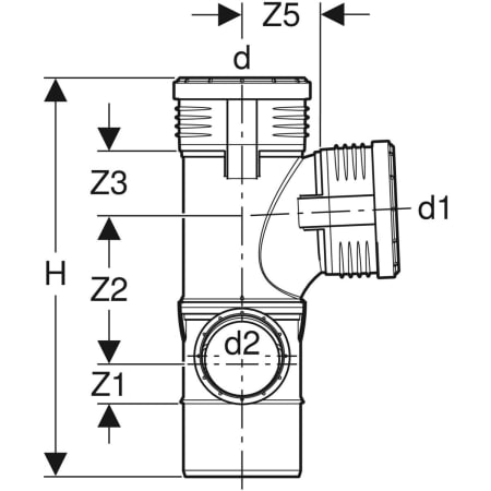 390.470.14.1 Крестовина двухплоскостная комбинированная Geberit Silent-PP 87,5°, левая Geberit  - Вид №3