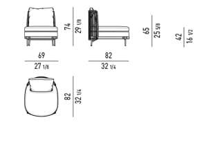 Ткань открытый стул Minotti Ленточный шнур для наружного использования ARCH-00051639 - Вид №3