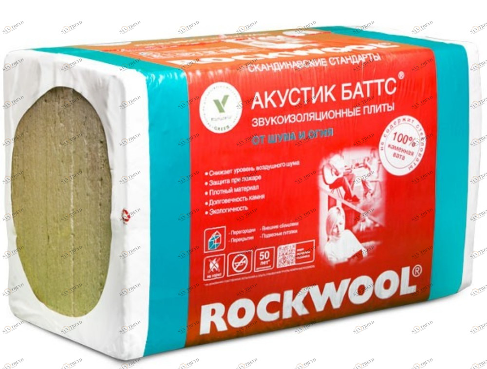 Звукоизоляция Rockwool Акустик Баттс 1000х600х50мм (6м2; 0,3м3) 3930