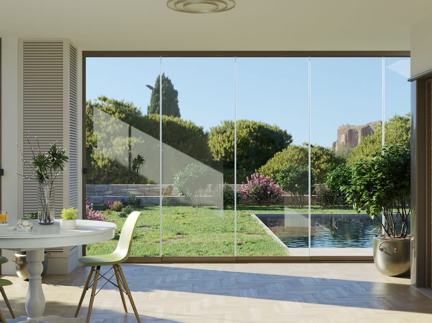 Раздвижное остекление с минимальной направляющей и прокладками из ПВХ Chirenti канавка ARCH-00115414