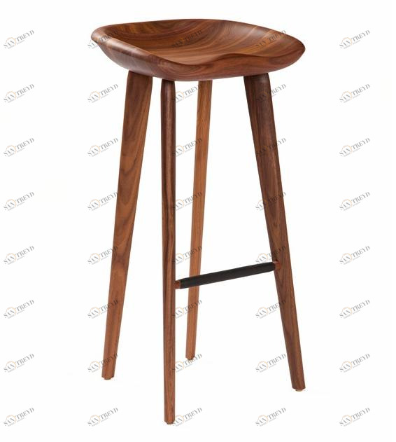 BassamFellows Барный стул из массива дерева с подставкой для ног Tractor Cb-23