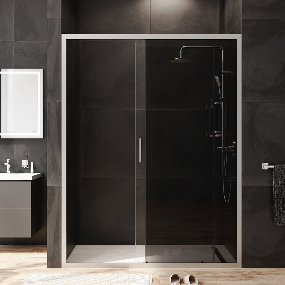 W90G-150-1-195MG Solo Дверь душевая 150х195 стекло тонированное профиль матовый хром AM.PM Gem - Вид №2