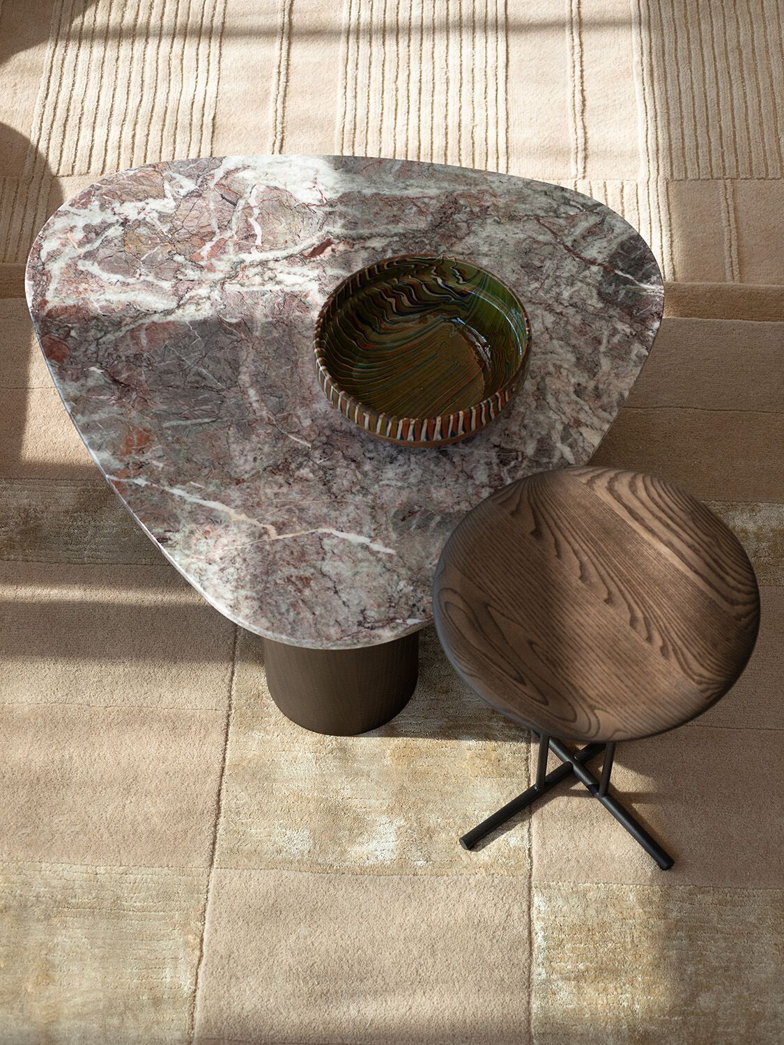 Журнальный столик из мрамора с цветком персика и ясеня Potocco Jade ARCH-00090370 - Вид №2