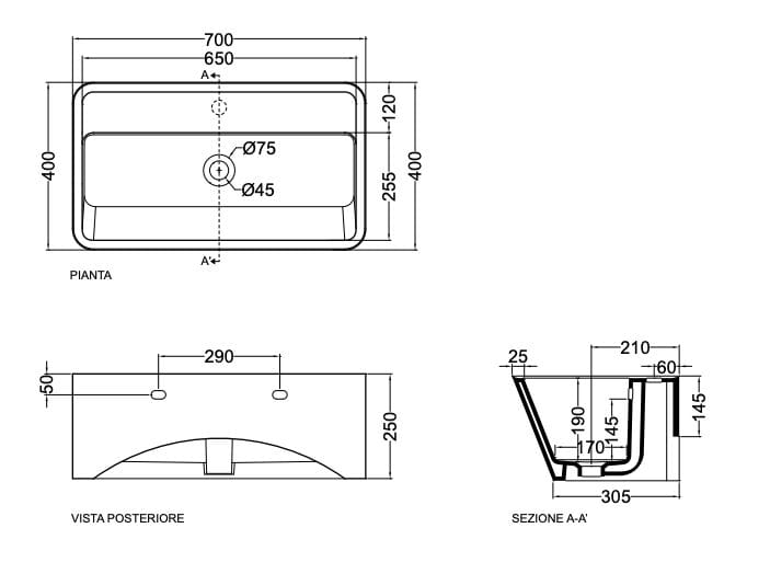 Керамическая прямоугольная подвесная раковина COLAVENE Wynn ARCH-00025369 - Вид №9