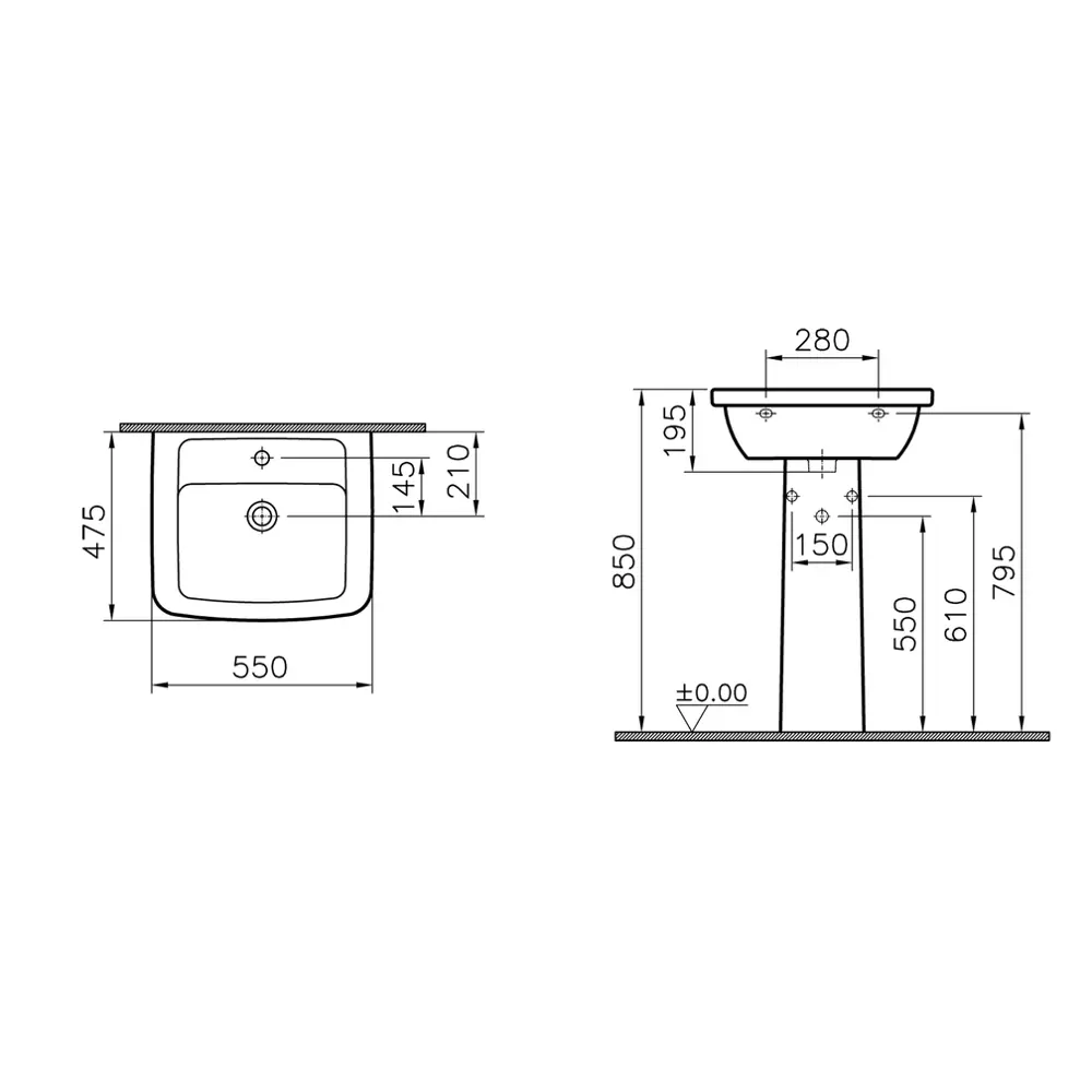Раковина Vitra Form 55 см 82634393 STLM-2165655 - Вид №6