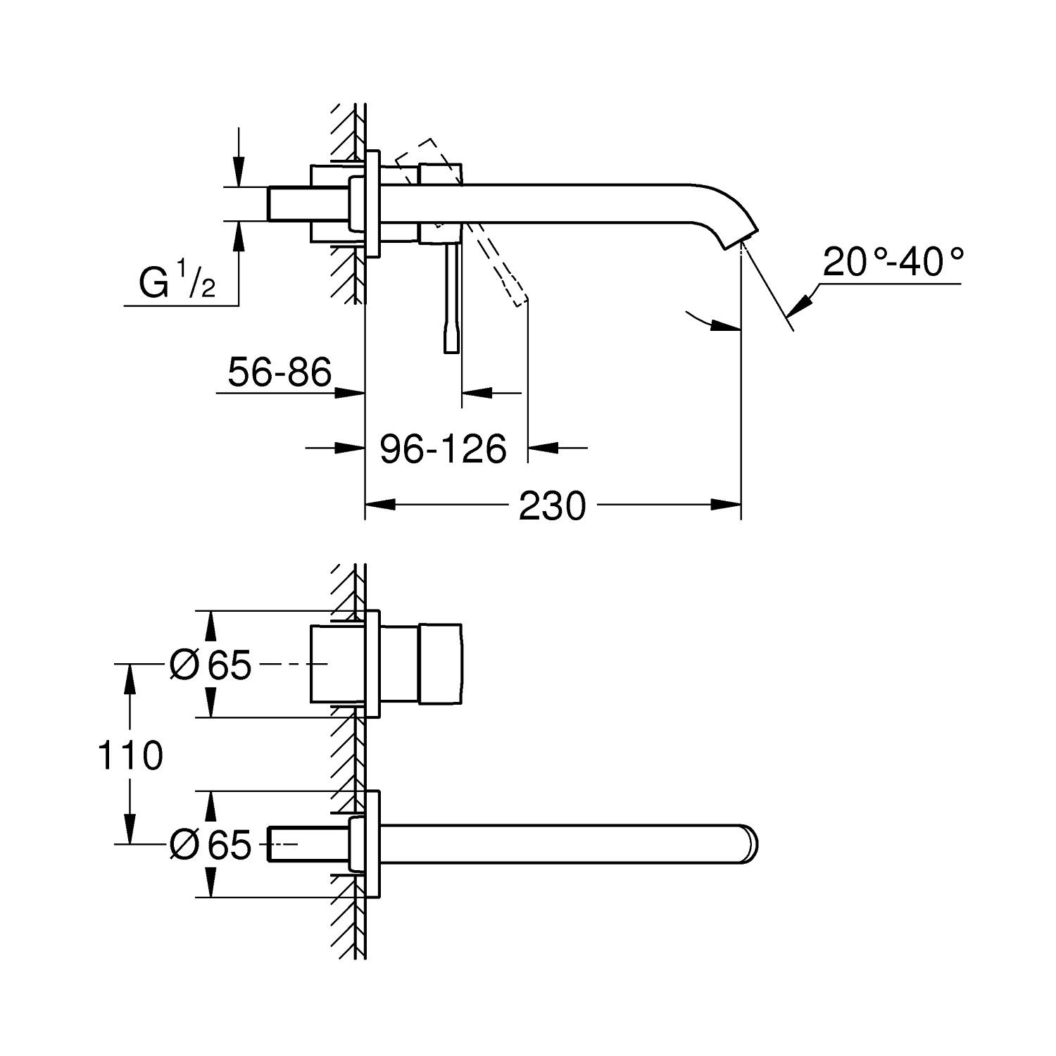 Смеситель для раковины GROHE Essence L-Size, внешняя часть, никель матовый (19967EN1) - Вид №1