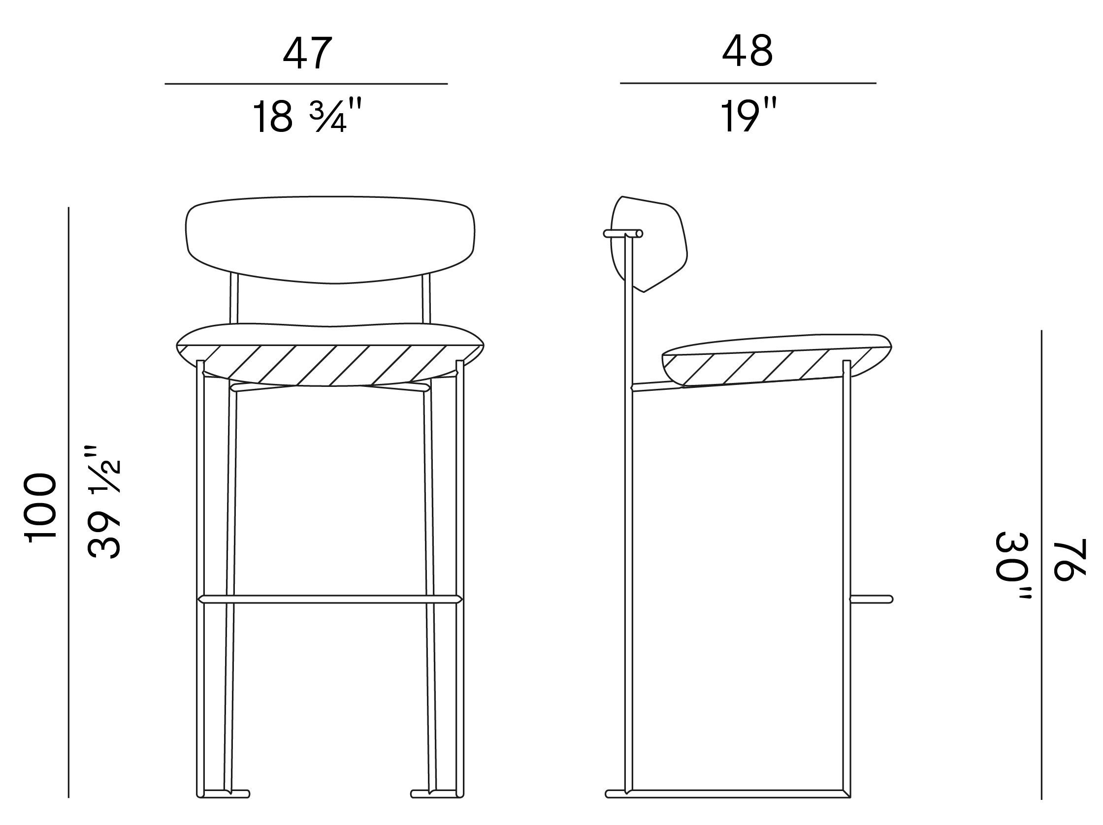 Высокий стул с металлическим каркасом и тканевым сиденьем Potocco Keel Light ARCH-00009004 - Вид №1