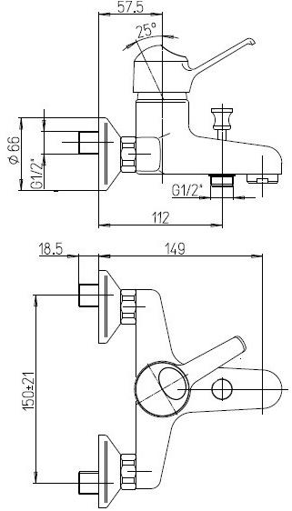 Paini Creta 30CR111R2LMKM смеситель для ванны - Вид №2