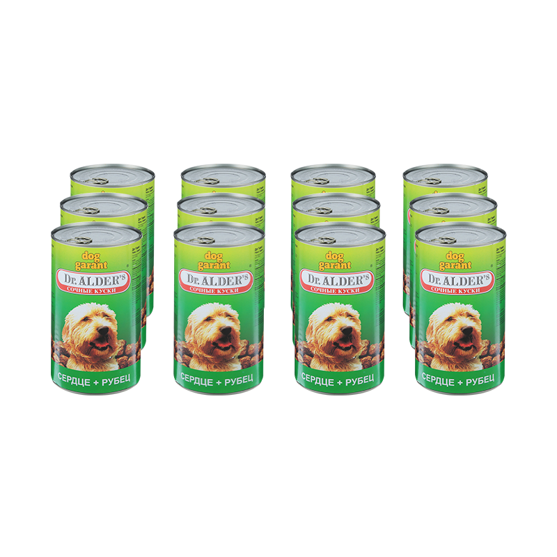 ПР0035373*12 Корм для собак Дог Гарант сочные кусочки в соусе Рубец, сердце конс. 1230г (упаковка - 12 шт) Dr. ALDER`s 