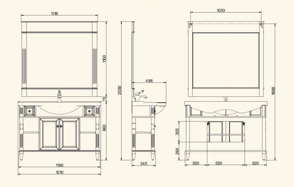 Комплект мебели MIGLIORE Kantri 120 см эмаль синяя, патина орех sun-id-686157 - Вид №1