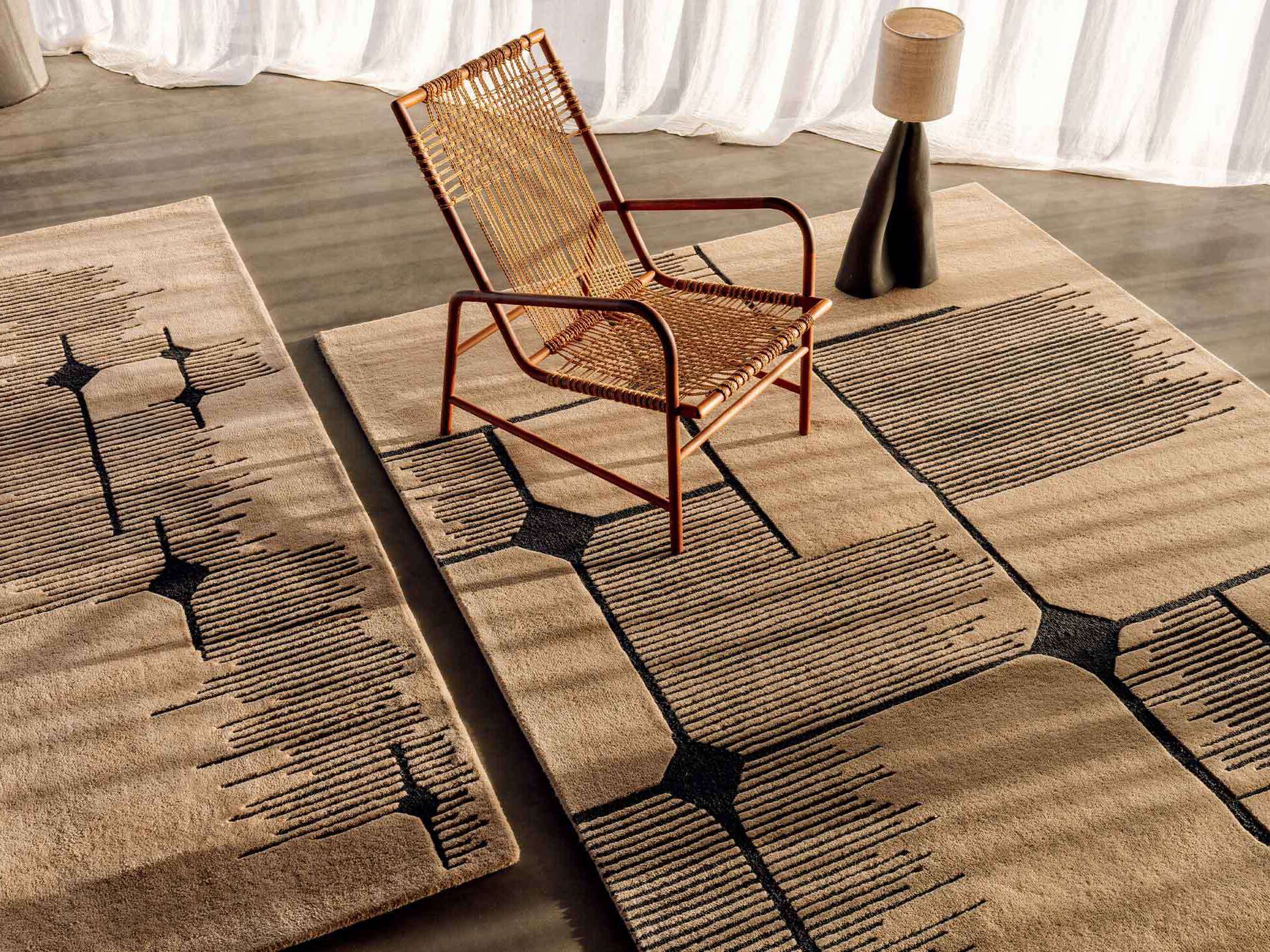 Ковер ручной работы из шерсти с геометрическим рисунком Élitis MARCEL ARCH-00049643