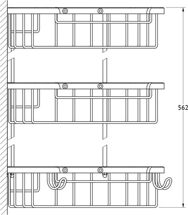 RYN 009 Полочка-решетка с крючками угловая 3-х ярусная 23/23/23 cm FBS Ryna - Вид №1