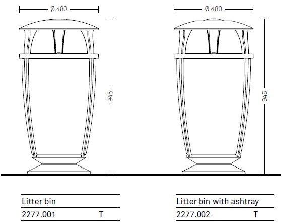 Neri Урна для мусора с крышкой с пепельницей для улицы Idesia 2277  - Вид №7