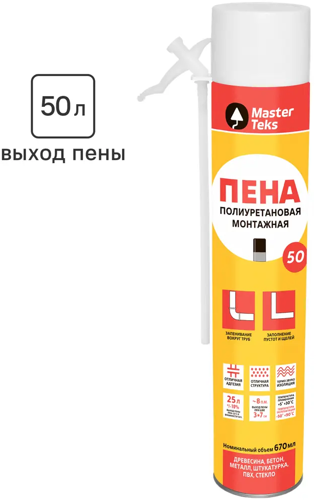 Монтажная пена Masterteks профессиональная для строительных работ 670 мл 84519008