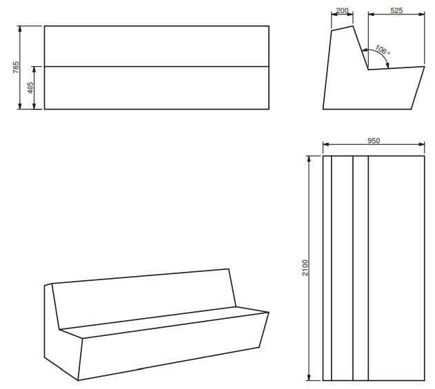 Divano per contract in QM Foam Quinze & Milan Основная ARCH-00050816 - Вид №3