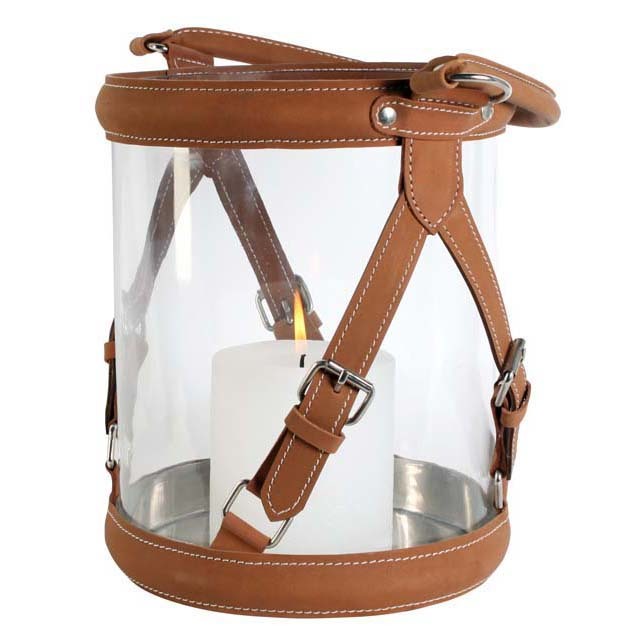 Подсвечник-фонарь стеклянный коричневый с кожанными ремешками от Eichholtz EICHHOLTZ EICHHOLTZ 060248 Коричневый  - Вид №1