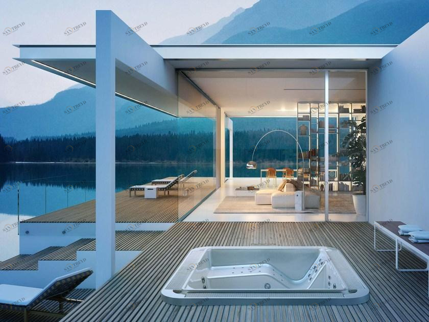 Glass1989 Прямоугольный пейзажный бассейн с гидромассажем Home & spa rituals sun-id-1492943