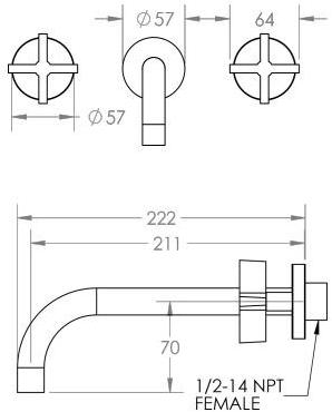 The Watermark Collection Смеситель для умывальника настенный на 3 отверстия London Loc07 Santreyd - Вид №2