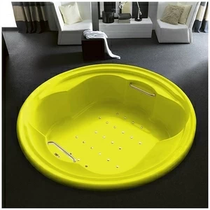 Ванна Gruppo treesse Perla V669C жёлтая с золотой фурнитурой и аэромассажем круглая большая свободностоящая