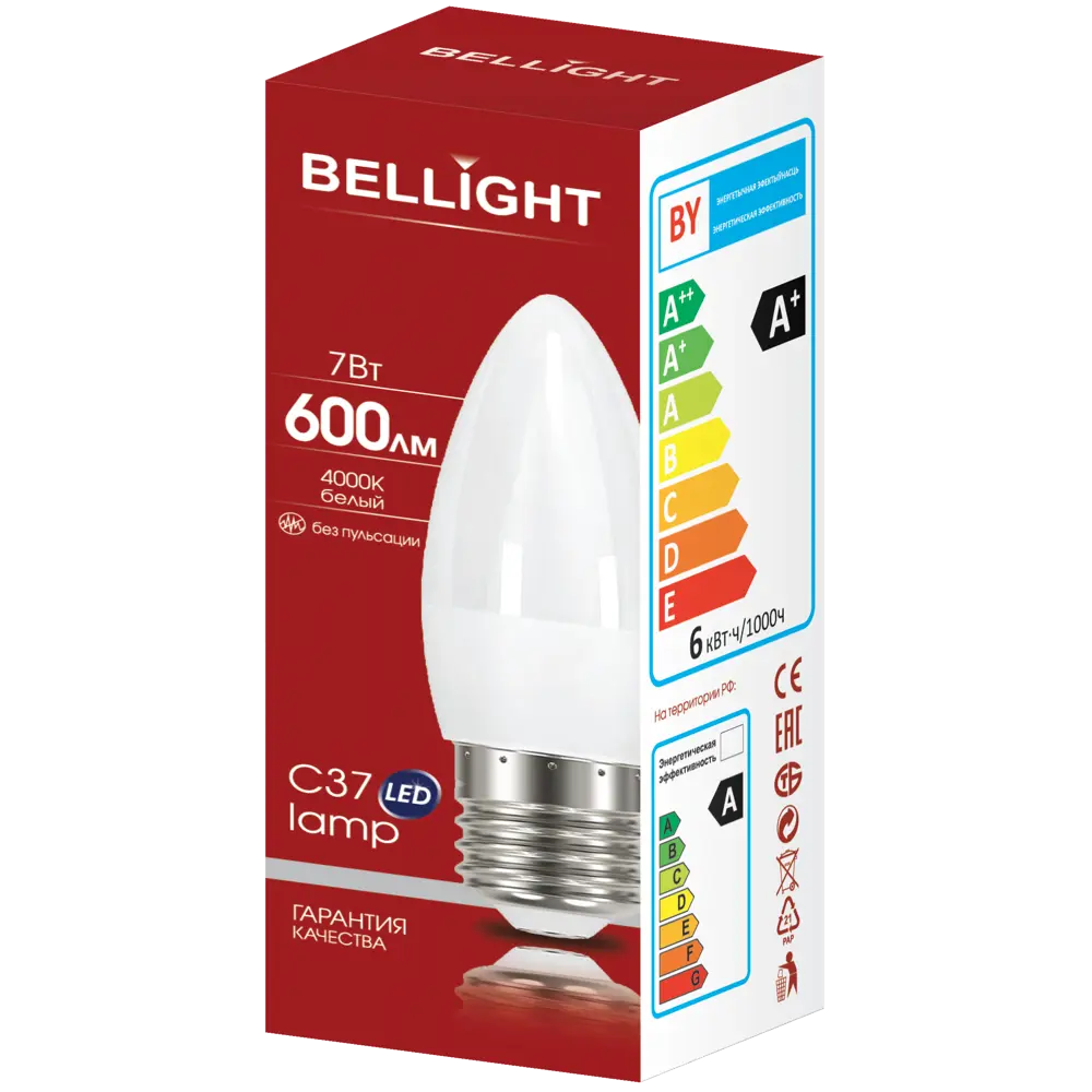 BELLIGHT Светодиодная лампа E27 свеча 7Вт нейтральный свет 86170859 STLM-0066656 - Вид №3